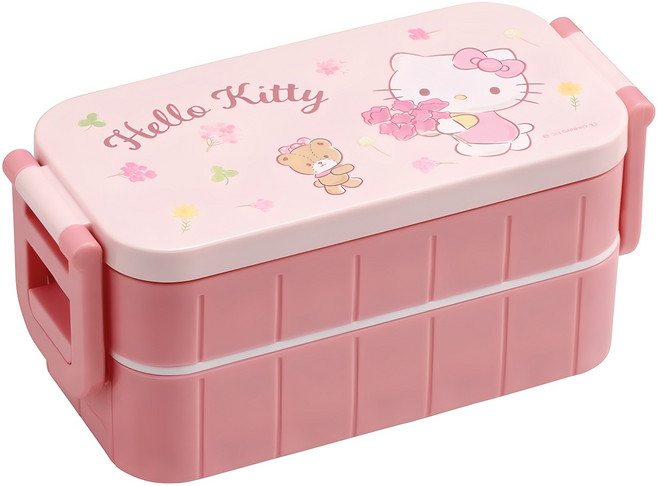 스케이터 항균 휴대용기 2단 도시락 세트, 헬로키티, 1세트