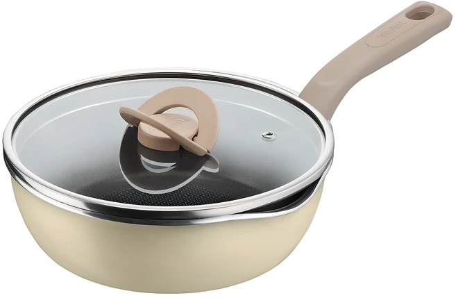 테팔 인덕션 원픽냄비팬, 22cm, 양송이베이지, 1세트 - 쿠팡