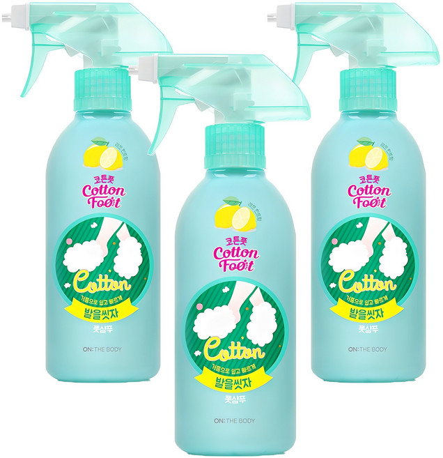 온더바디 발을씻자 코튼 풋샴푸 레몬민트향, 1개입, 3개, 385ml
