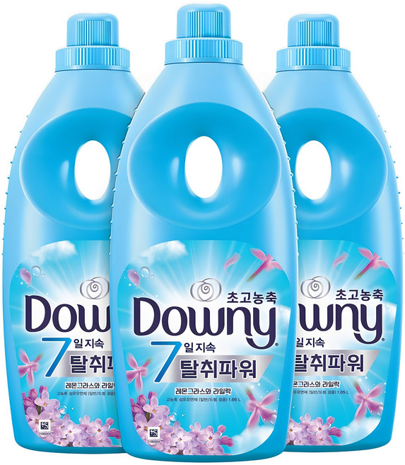 다우니 탈취파워 레몬그라스와 라일락 초고농축 섬유유연제 본품, 1.05L, 3개