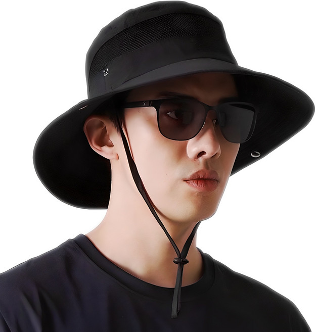 루이비홈 남여공용 사파리 등산모자, 블랙