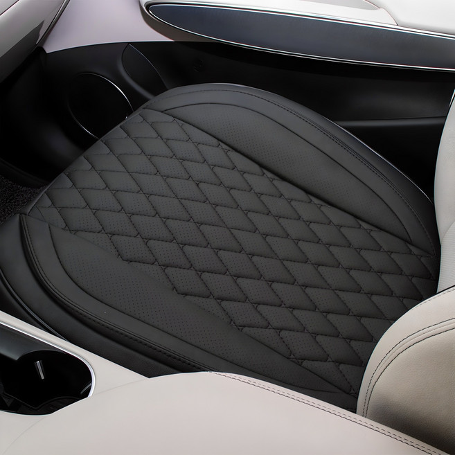 대한오토모빌 자동차 가죽 방석 시트커버 리큐어 차량용 방석, 블랙, 1개
