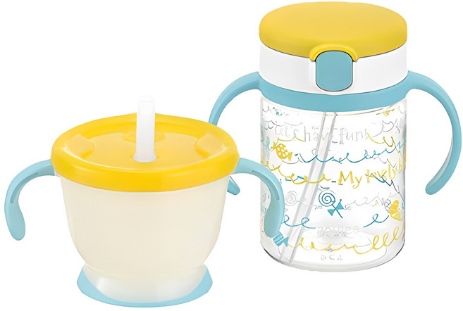 릿첼 AQ 첫걸음 머그 150ml + 빨대컵 200ml 세트, 1세트, 옐로우