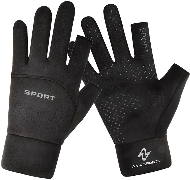 에이빅 오토바이 손가락 터치 방한장갑, 블랙