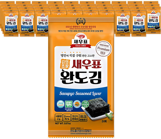 새우표 완도 도시락김, 2g, 40개