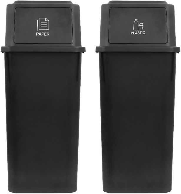 올유리빙 대용량 재활용 분리수거함 60L x 2p, 블랙