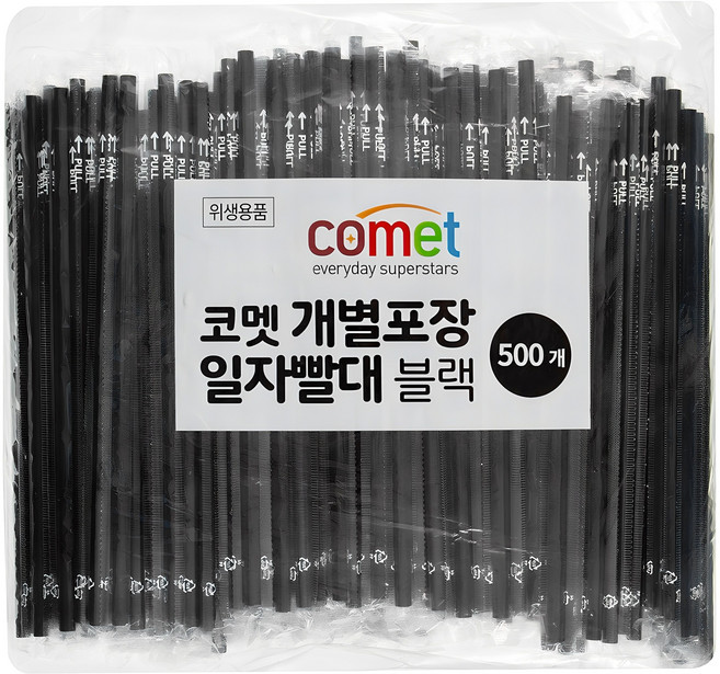 코멧 개별포장 일자빨대, 500개, 1개