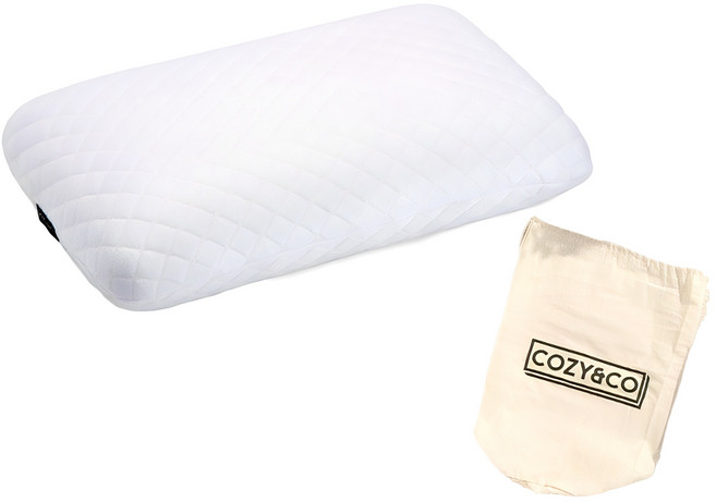 코지앤코 포터블 메모리폼 캠핑베개 + 캔버스 케이스, 화이트, 1세트