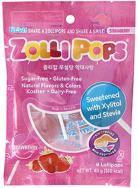졸리팝 무설탕 막대사탕 딸기, 40g, 1개