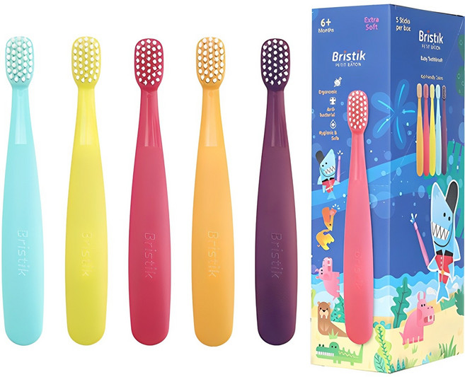 브리스틱 에르고 1단계 오리지널 유아 칫솔, 혼합색상, 5개입, 1세트