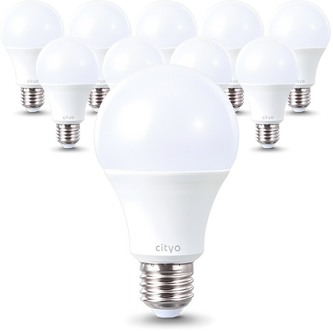 씨티오 LED 화이트 전구 12W, 주광색, 10개