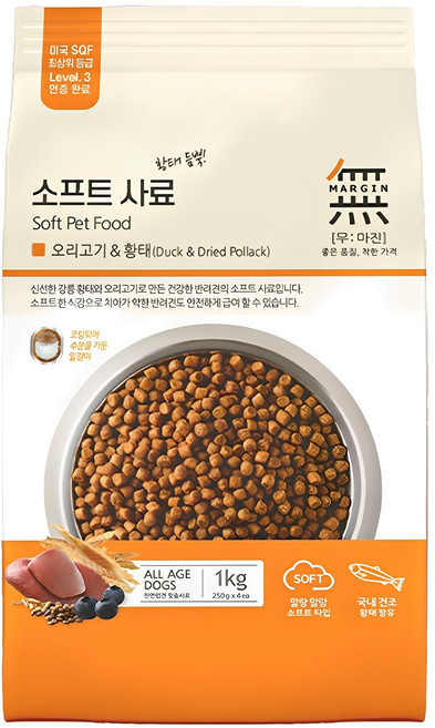 무마진 강아지 전연령용 소프트사료, 오리+황태, 1kg, 1개