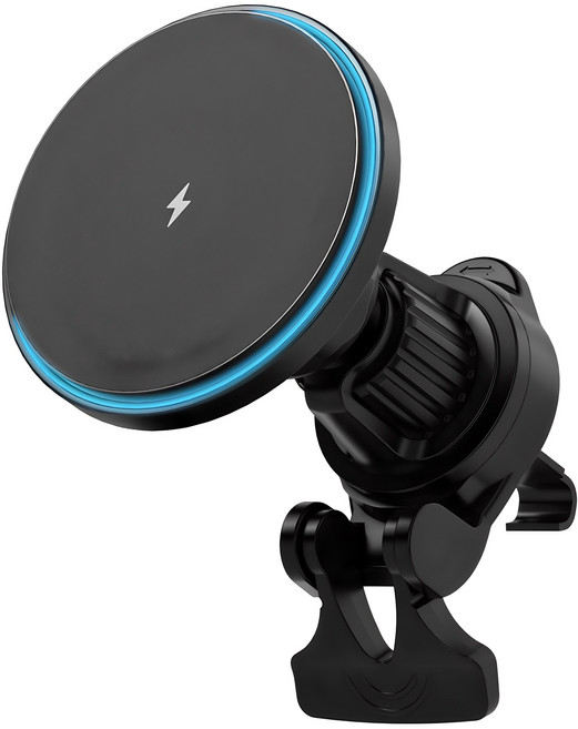 모잇 차량용 맥세이프 LED 고속 무선충전 거치대 + 맥세이프링 세트, 블랙, CPLB-MCWC38