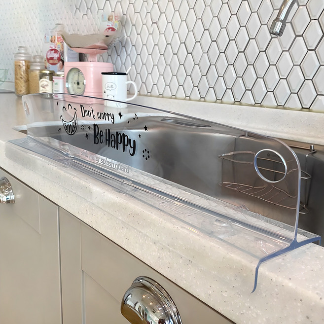 스마트 커브형 싱크대 물막이, 돈워리비해피블랙, 1개