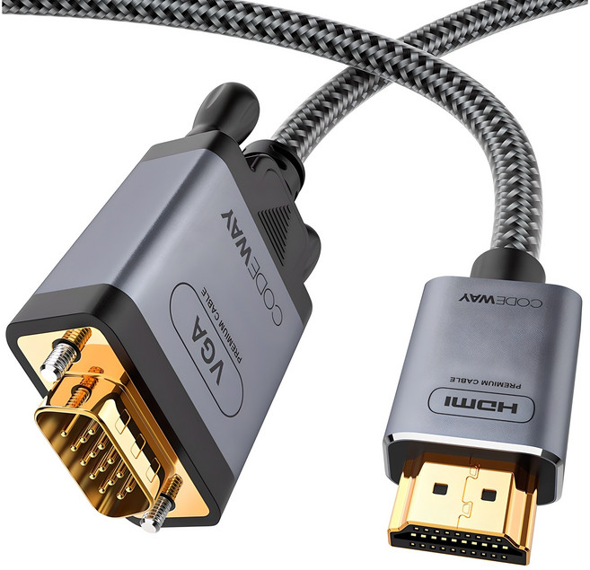 코드웨이 HDMI to VGA RGB 케이블, 1개, 1.2m
