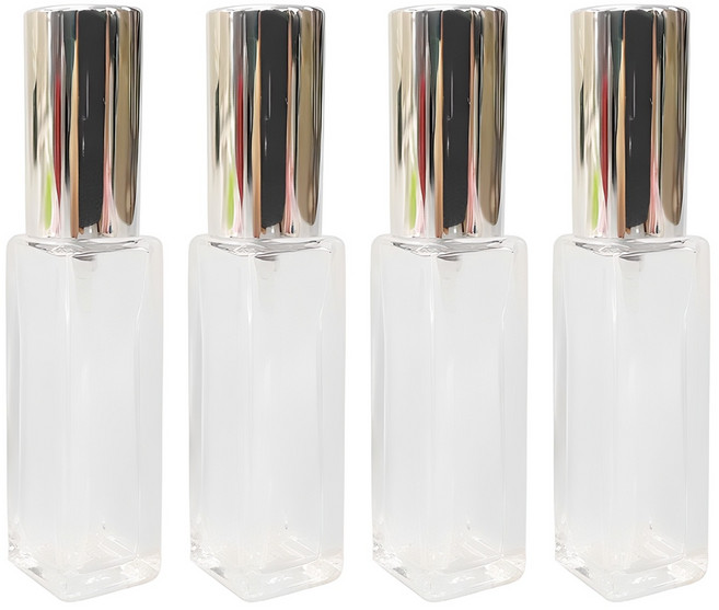 ABM 유리 향수공병 10ml, 실버 + 투명, 4개