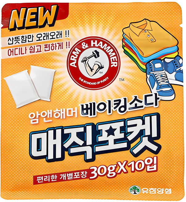 암앤해머 베이킹소다 매직포켓 탈취제 본품, 30g, 10개