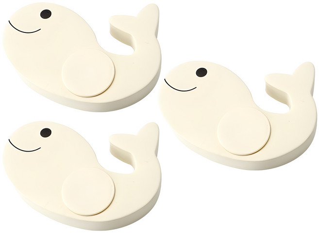 360도 고래 문닫힘방지 도어쿠션, 아이보리, 3개