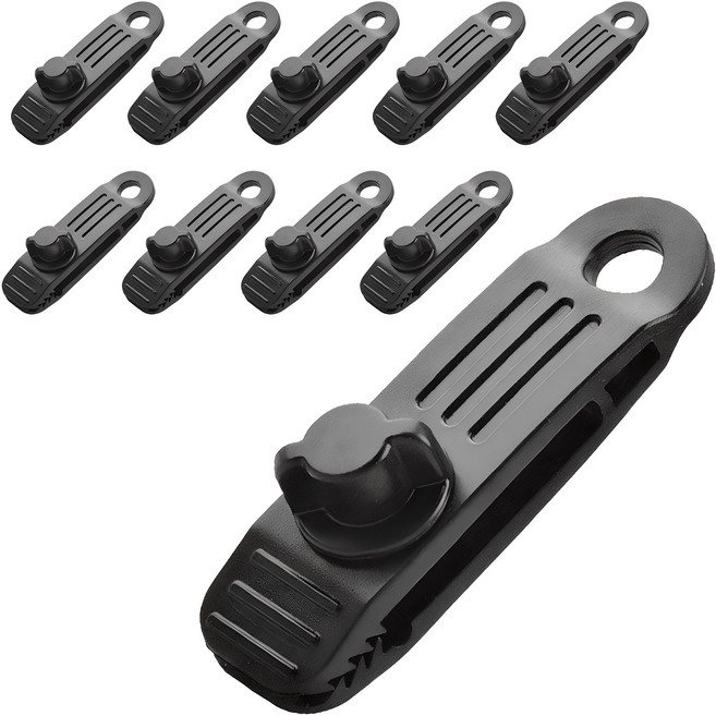 루아즈 다용도 캠핑용품 텐트 집게 이지클립 스토퍼 타프클립 10p, 블랙