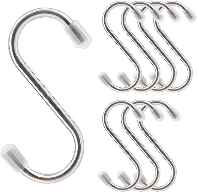 코멧 다용도 스테인리스 S자 고리 캡형, 실버, 8개