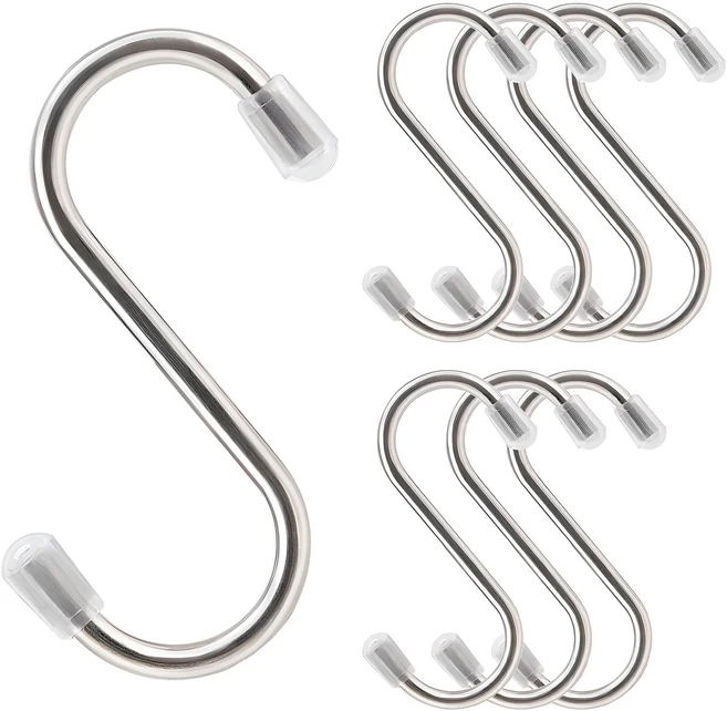 코멧 다용도 스테인리스 S자 고리 캡형, 실버, 8개 - 쿠팡