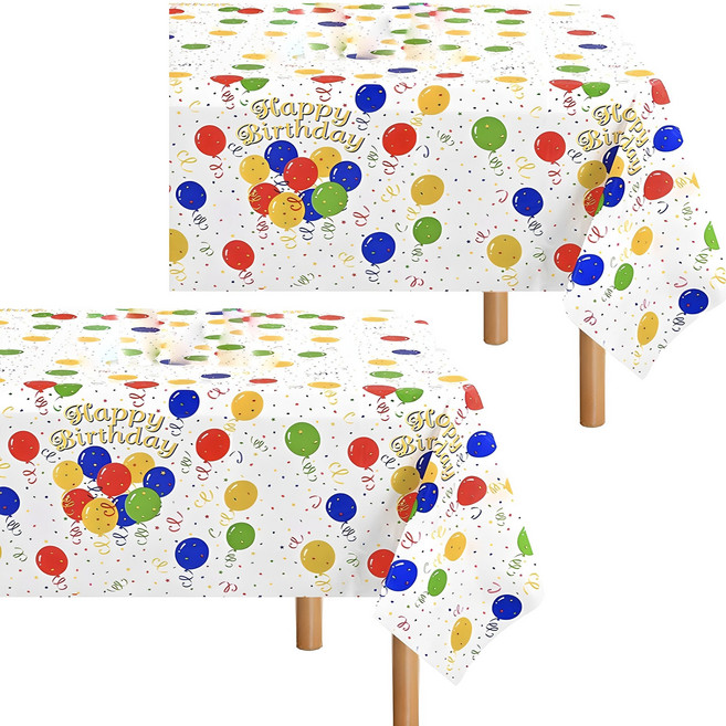 미미셀렉 생일 파티 테이블 방수 커버 식탁보, 레인보우, 2개