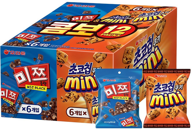 오리온 콤보 12 PACKS 과자세트, 미쯔 6p + 초코칩 쿠키 미니 6p, 1개