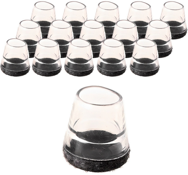 코멧 홈 미끄럼방지 투명 의자발 커버, 그레이, 16개