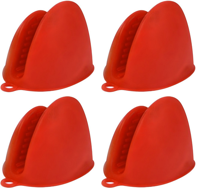 블럭마트 주방 실리콘 냄비손잡이, 레드, 4개