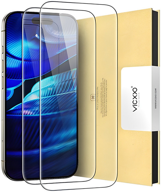 빅쏘 고투명 아이폰 강화유리 휴대폰 액정보호필름 2매, 1세트