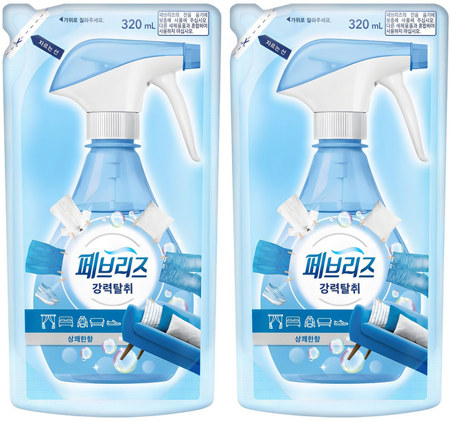 페브리즈 섬유탈취제 강력탈취 상쾌한향 리필, 320ml, 2개