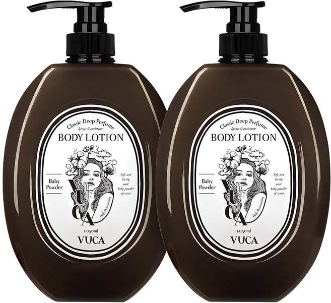 뷰카 클래식 딥 퍼퓸 모이스처 바디로션 베이비파우더향, 1.05L, 2개