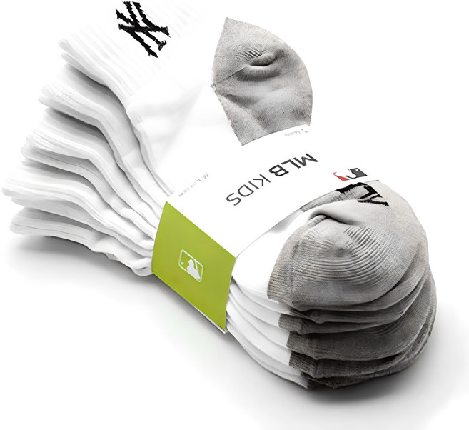 MLB 아동용 뉴욕양키스 바닥 배색 로고 단목 양말 5켤레 세트