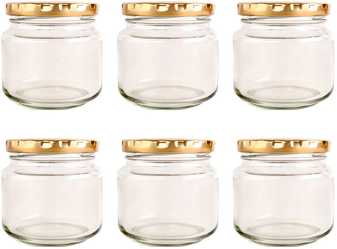 테크팩 낮은 원형 유리병, 6개, 단품