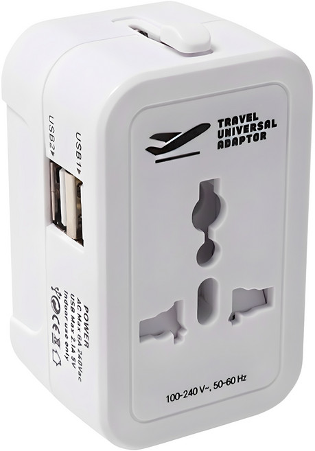 홈플래닛 해외 여행용 멀티 어댑터 USB 2포트 + 파우치 세트, 1세트