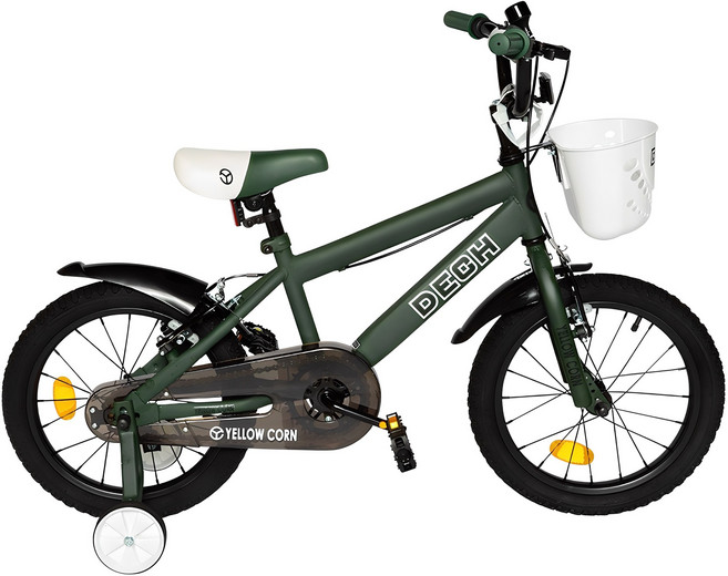 옐로우콘 아동용 데크 18형 네발 보조 바퀴 자전거, 매트그린, 126cm, 1개