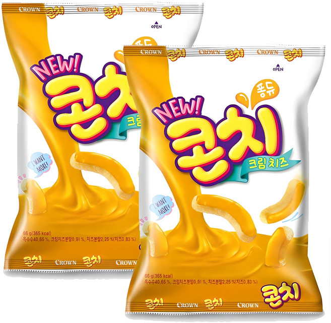 크라운 콘치 치즈크림, 66g, 2개