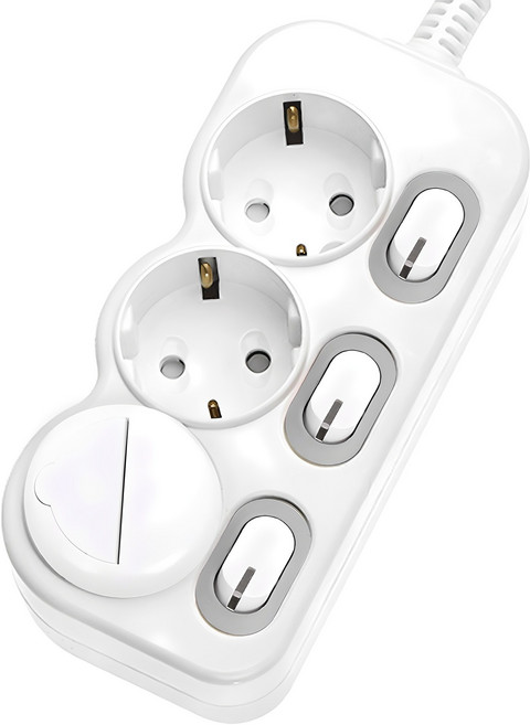 에코파워탭 LED 스위치 개별 절전형 멀티탭 3구 EPM 203N, 2m, 혼합색상, 1개