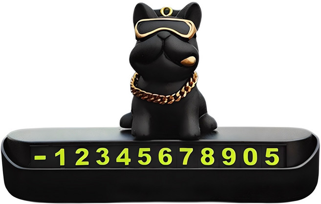 리버폭스 악당견 보스독 주차 번호판, 블랙 + 블랙, 1개