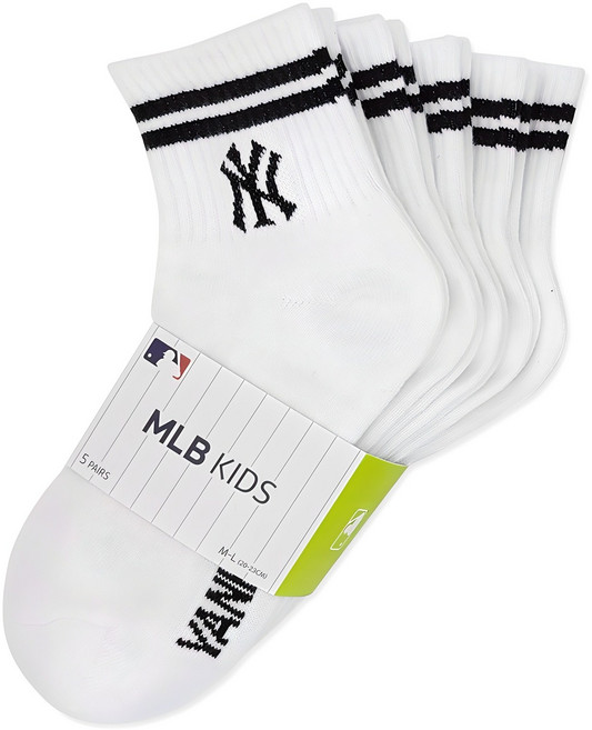 MLB 아동용 빅 투라인 로고 중목 양말 5족