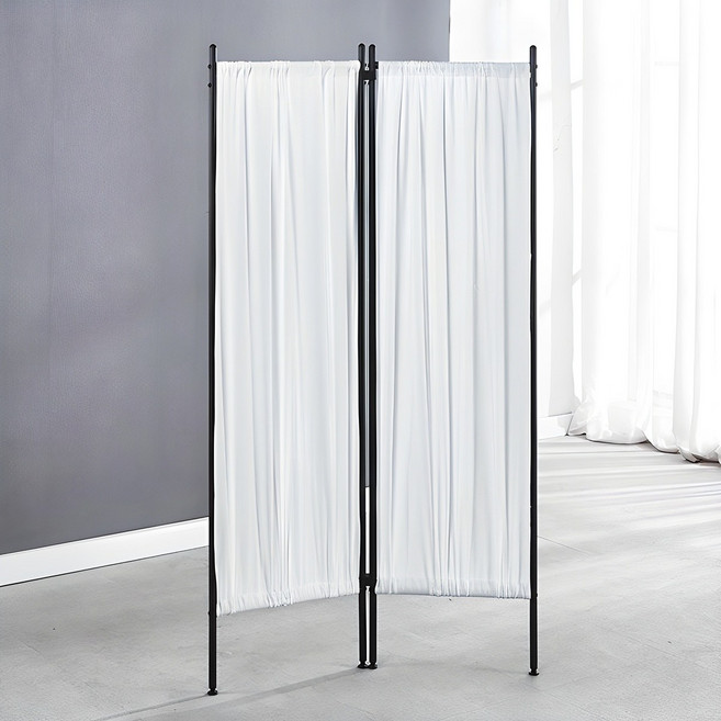 인테리어 접이식 이동식 파티션 2단, 화이트 + 블랙