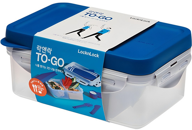 락앤락 투고 나를 챙기는 3칸 나눔 런치박스, BLUE, 1개