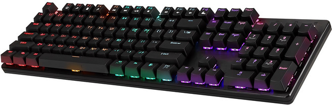 ABKO 可換軸彩虹動態LED機械式有線標準型鍵盤, 黑色, K570, 紅軸