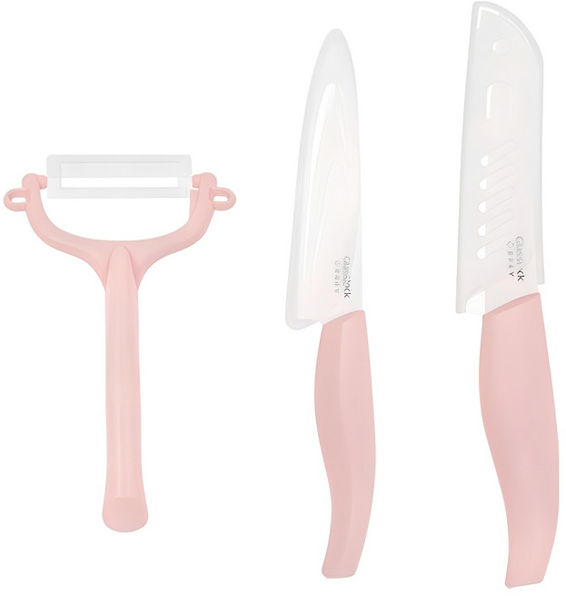 글라스락 베이비 이유식 세라믹 칼 3종 세트, 칼 2종 + 필러, 1세트, 핑크