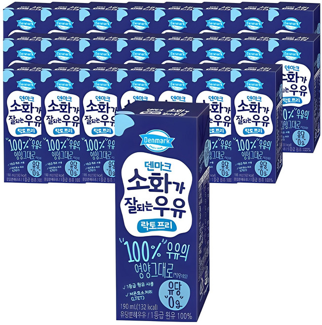 덴마크 소화가 잘되는 우유 락토프리, 190ml, 24개