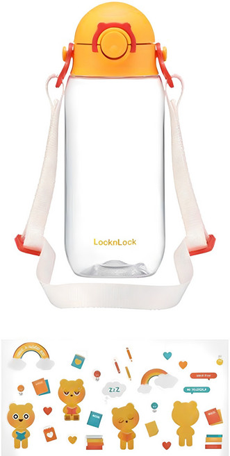 락앤락 키즈스트랩 보틀, 옐로우, 400ml, 1개