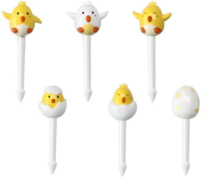 이홈베이킹 병아리 도시락 픽, 6개입, 1세트