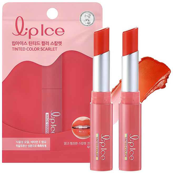 립아이스 틴티드 컬러 립밤, 스칼렛, 2g, 2개