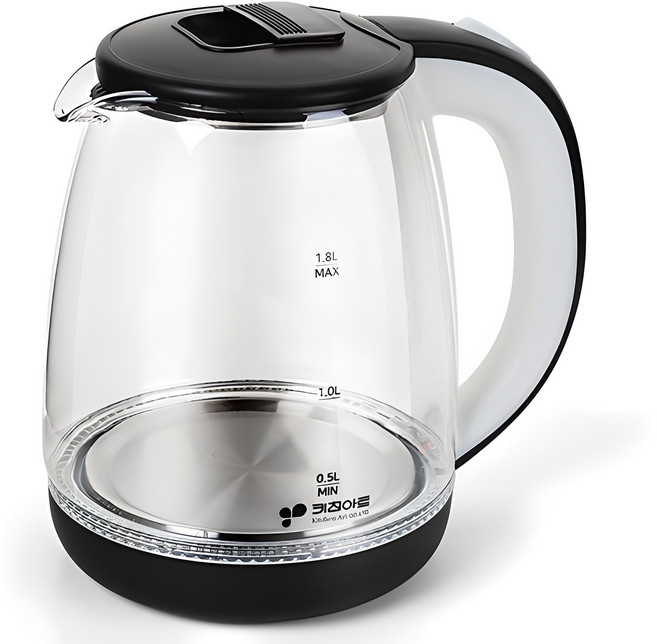 키친아트 쏘렐 글라스 무선 전기주전자, KIA-EK12(블랙)