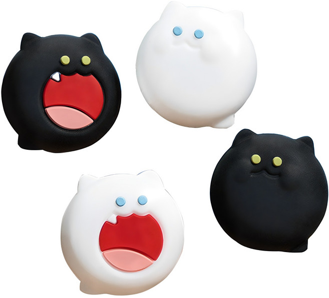 긱쉐어 닌텐도 스위치 조이콘 긱쉐어 큰입 고양이 스틱커버 4종 세트, 혼합색상, 1세트